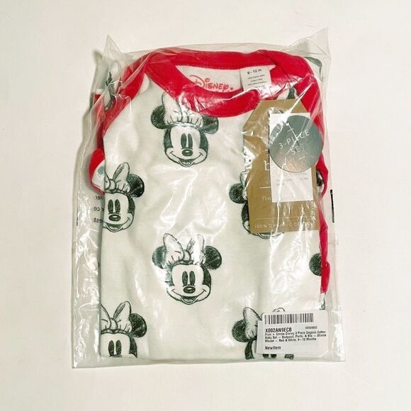 Finn & Emma 3 Piece Baby Outfit Disney Minnie Mouse Red White Black Size 9-12m - Picture 2 of 4